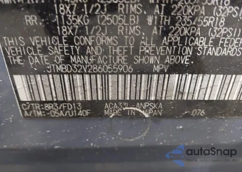 2008 Toyota Rav4 Sport from USA, damaged, VIN JTMBD32V286055906